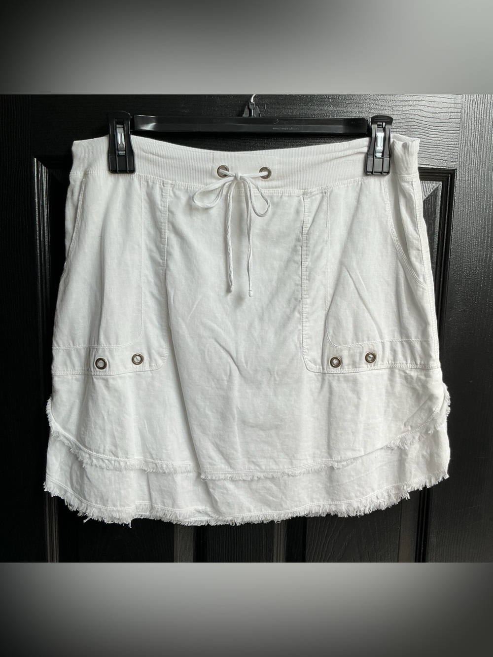 White Asymmetrical Drawstring Skirt - Unbranded